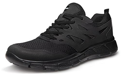 TSLA Mens Lightweight Sports Running Shoes, Groove Mesh(x710) - Blackout, 10.5